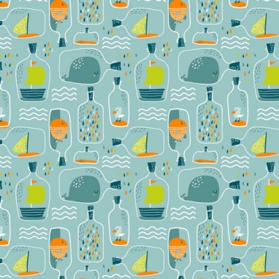 Baumwolle | BOTTLE POST Flasche Wal | dunkelmint